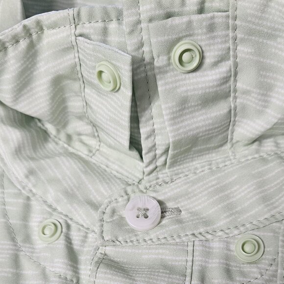 Simms Double Haul Fishing Shirt Men L Light Green Texture Wave Pockets Stretch - Picture 7 of 16